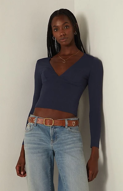 Your Favorite Gianna Plunge V-Neck Long Sleeve Top