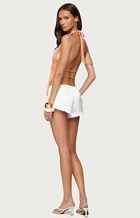 Edikted Sequin Knit Split Front Backless Top