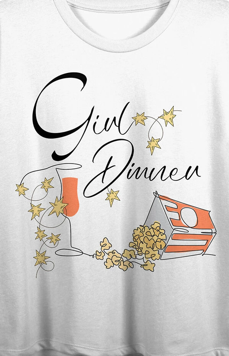Girl Dinner Popcorn & Wine Cropped T-Shirt