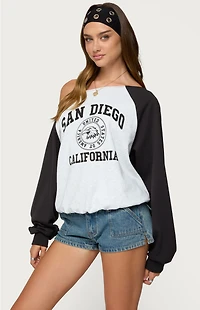 Edikted San Diego Off Shoulder Raglan Sweatshirt