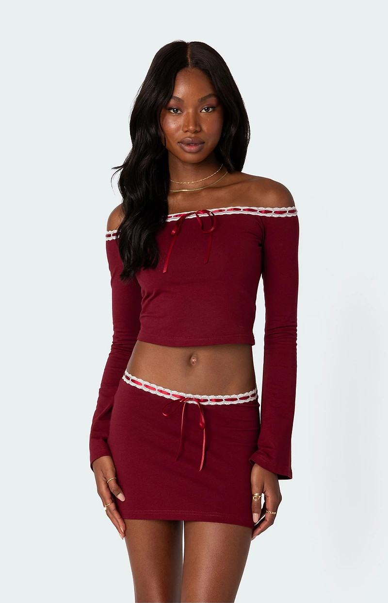 Edikted Seline Bow Ribbon Trim Top