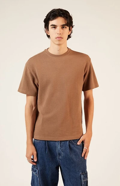 Pacsun Brown Solid Waffle Knit T-Shirt