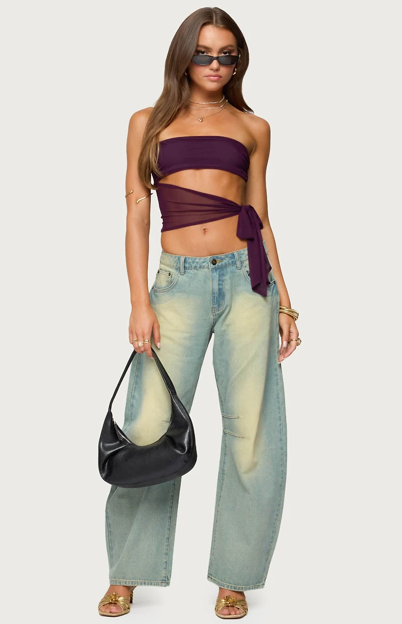 Edikted Amaro Strapless Side Tie Top