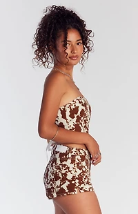 Pacsun Cow Print Denim Micro Shorts