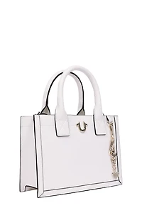 True Religion White Modern Edge Charm Tote Bag