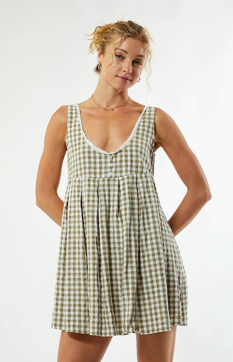 Daisy Street Gingham Mini Babydoll Dress