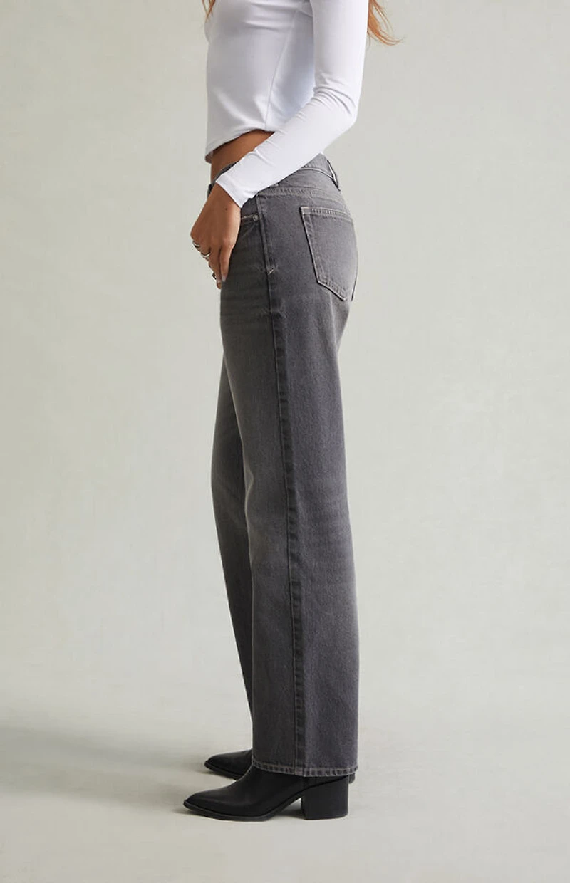 Pacsun Jordyn Low Rise Straight Leg Jeans Contrast Stitch Gray