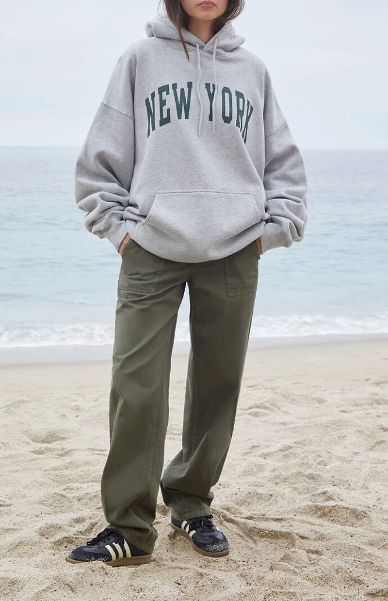 John Galt Silver New York Oversized Hoodie