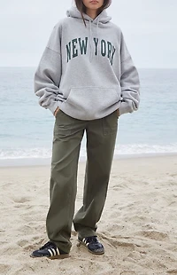 John Galt Silver New York Oversized Hoodie