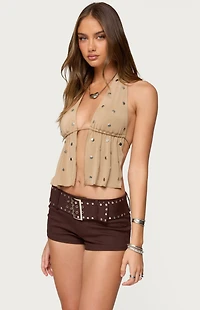 Edikted Studded Backless Split Front Top
