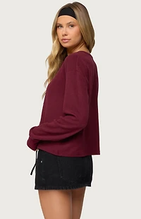 Edikted Deni Long Sleeve Henley Waffle Top