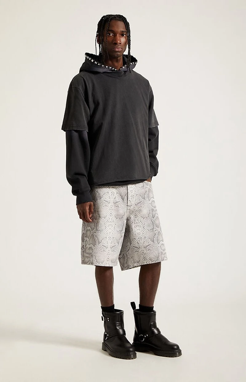 Pacsun Parker Baggy Denim Shorts Snake Print