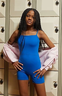 PAC 1980 Kids WHISPER Active Blue Crossback Short Onesie