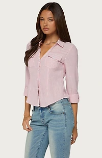 Edikted Phobe Striped Button Top