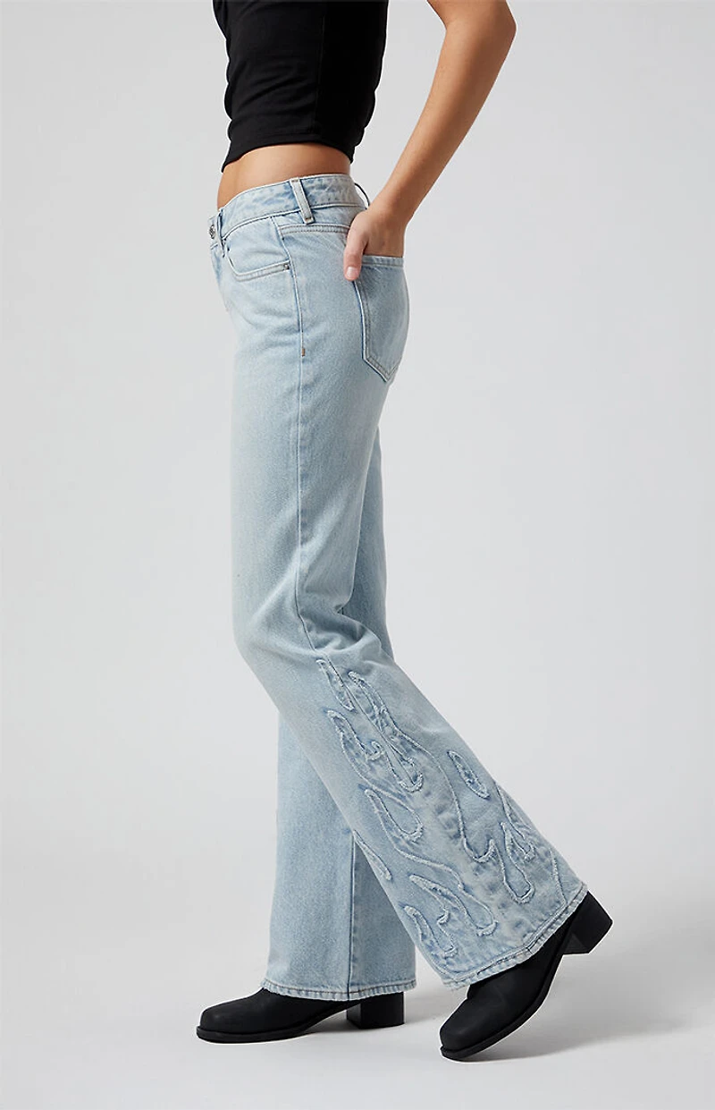 Pacsun Jade Low Rise Bootcut Jeans Flames Light Indigo