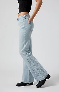 Pacsun Jade Low Rise Bootcut Jeans Flames Light Indigo