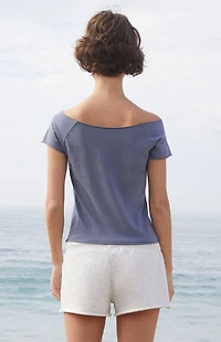 John Galt Navy Bonnie Georgetown Off-The-Shoulder Top