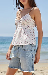 John Galt Floral White Tiffany Tank Top
