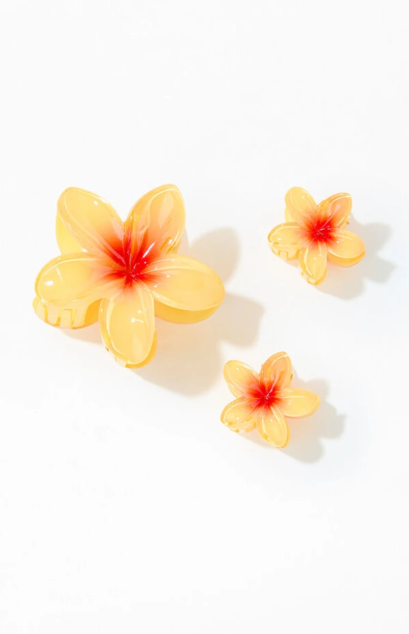 LA Hearts 3 Pack Plumeria Flower Hair Claw Clips