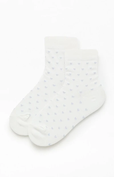 John Galt White & Light Blue Heart Socks
