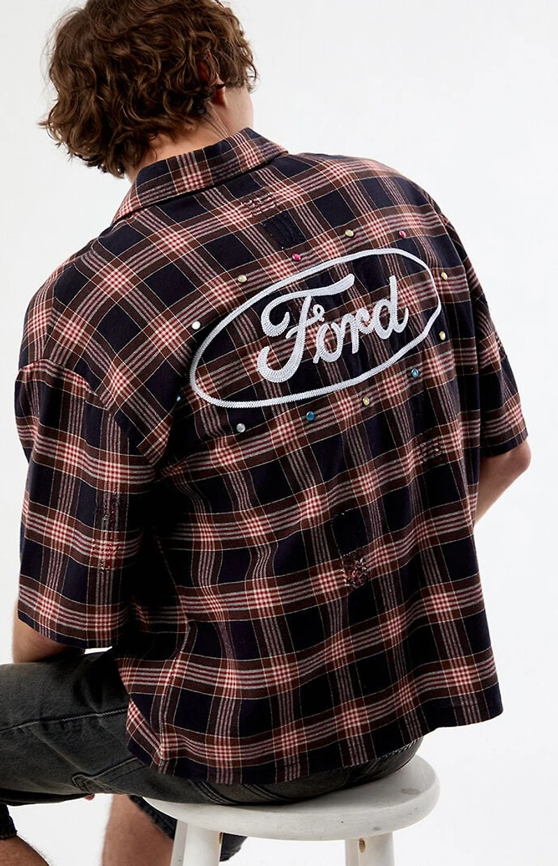 FORD Logo Flannel Short Sleeve Shirt