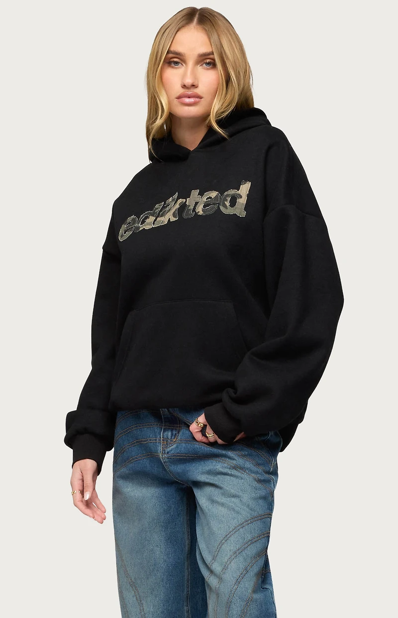 Edikted Camo Cutie Oversized Hoodie