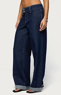 Edikted Cuffed Low Rise Straight Leg Jeans