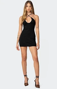 Edikted Louie Crossover Beaded Mini Dress