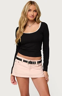 Edikted Contrast Lacey Long Sleeve Top