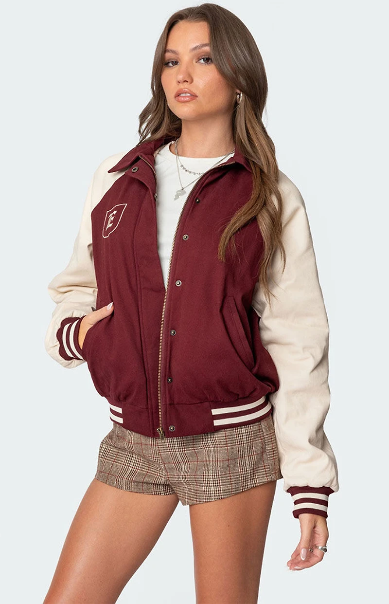 Edikted Varsity Oversized Bomber Jacket