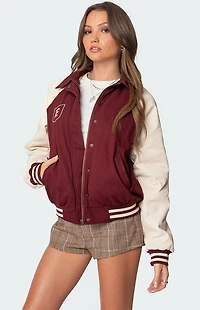 Edikted Varsity Oversized Bomber Jacket