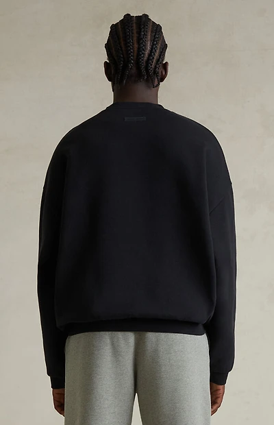 Fear of God ESSENTIALS Jet Black '90s Fit Fleece Crew Neck Sweatshirt