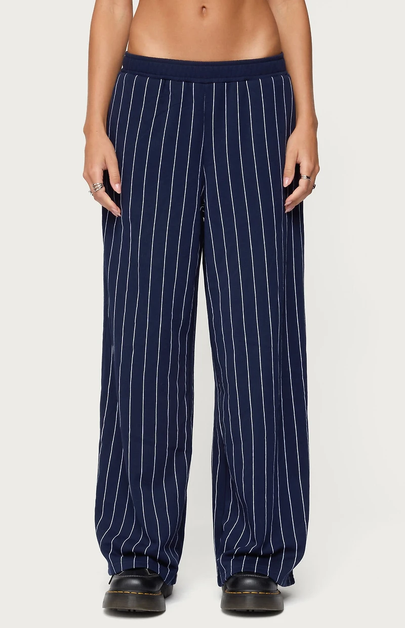Edikted Mercer Pinstripe Wide Leg Sweatpants