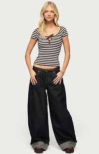 Edikted Emberly Striped Raglan Top