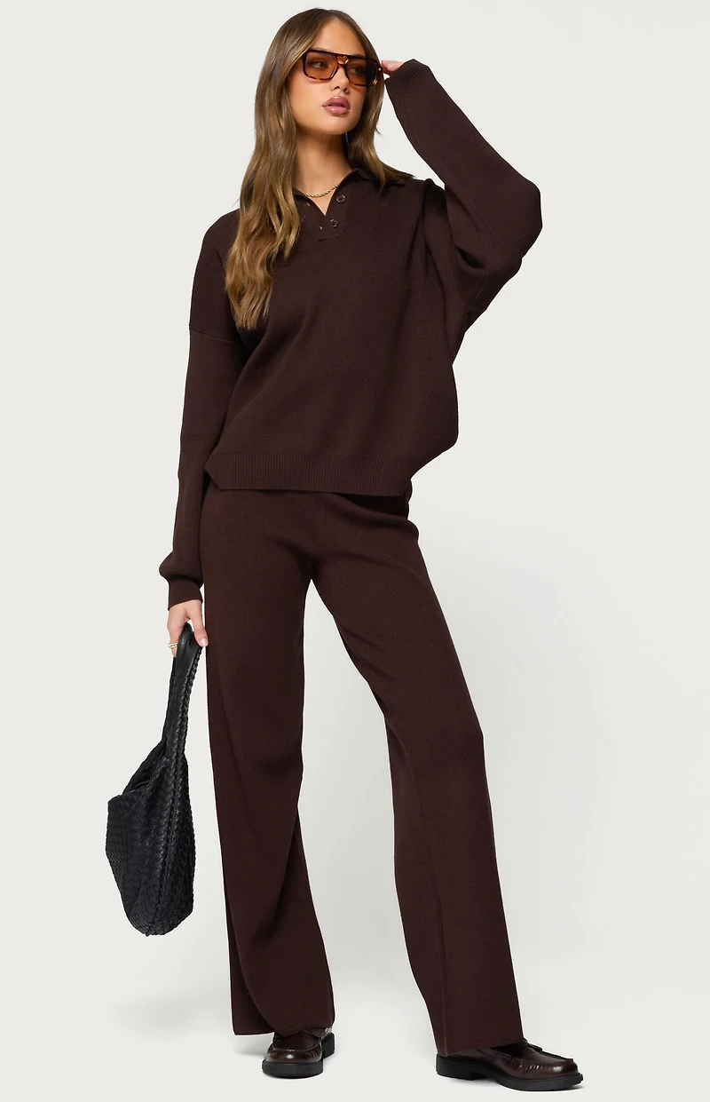 Edikted Lorie Oversized Knit Polo Sweater