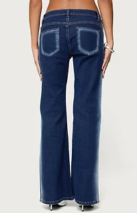 Edikted Airbrushed Low Rise Flared Jeans
