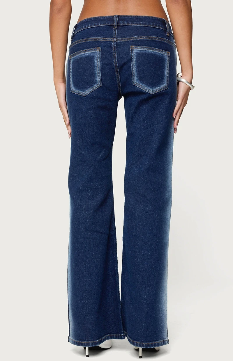 Edikted Airbrushed Low Rise Flared Jeans
