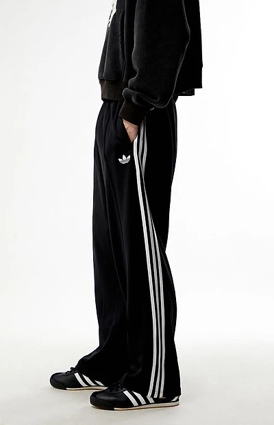 adidas Black Baggy Three Stripe Track Pants