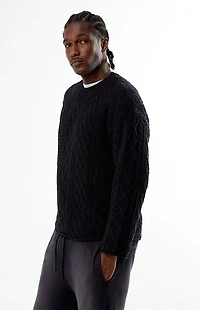 Pacsun Black Nuwave Cable Knit Crew Neck Sweater
