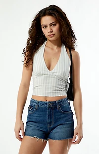 Your Favorite Pinstripe Linen Halter Top