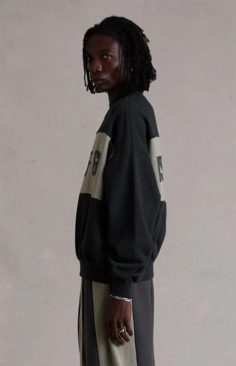 Fear of God ESSENTIALS Iron Grey Heather Paneled Cropped Relaxed Sweatshirt