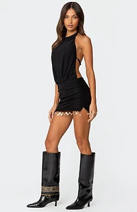 Edikted Shellie Fringe Backless Mini Dress