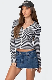 Edikted Madison Striped Zip Up Hoodie