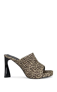 AZALEA WANG Women's Vivara Leopard Calf Hair Heeled Sandals