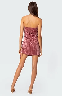 Edikted Crushed Velvet Drawstring Mini Dress