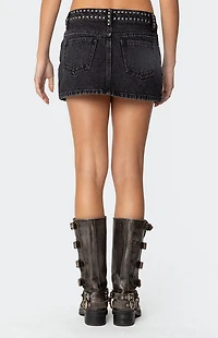 Edikted Mia Studded Denim Mini Skirt