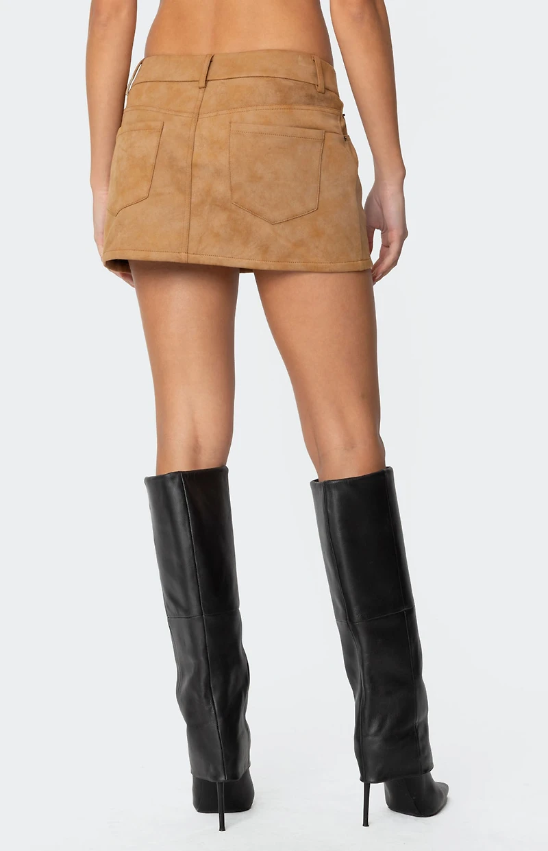 Edikted Isa Faux Suede Mini Skirt
