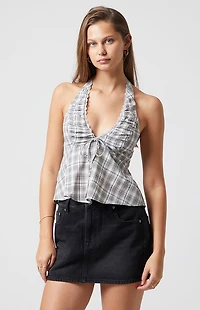 Beverly and Beck Plaid Zara Halter Top