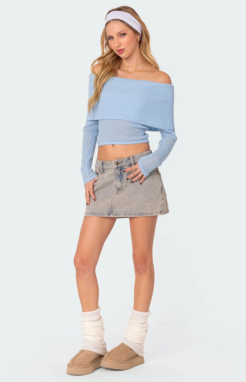 Edikted Lili Fold Over Knit Top