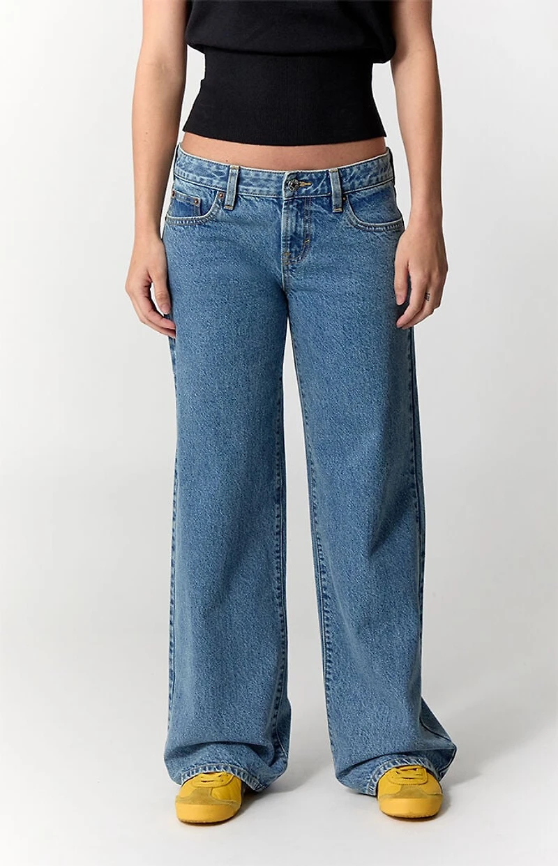 Pacsun Zoe Low Rise Girlfriend Jeans Medium Blue Wash
